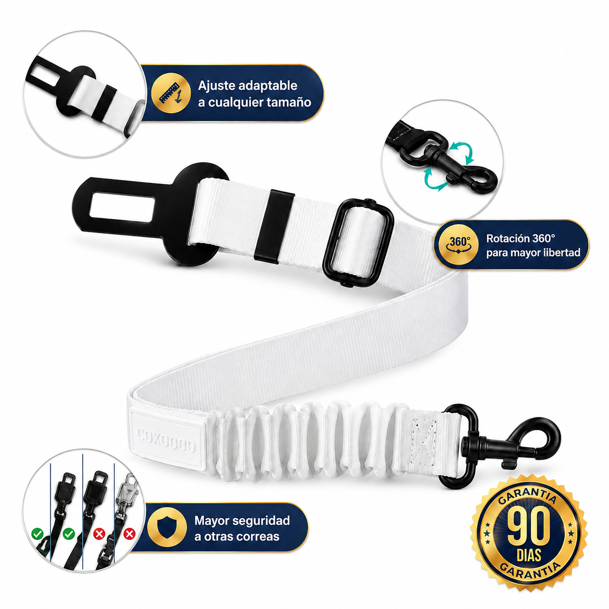 Adjustable elastic pet car seat belt with reinforced metal clip